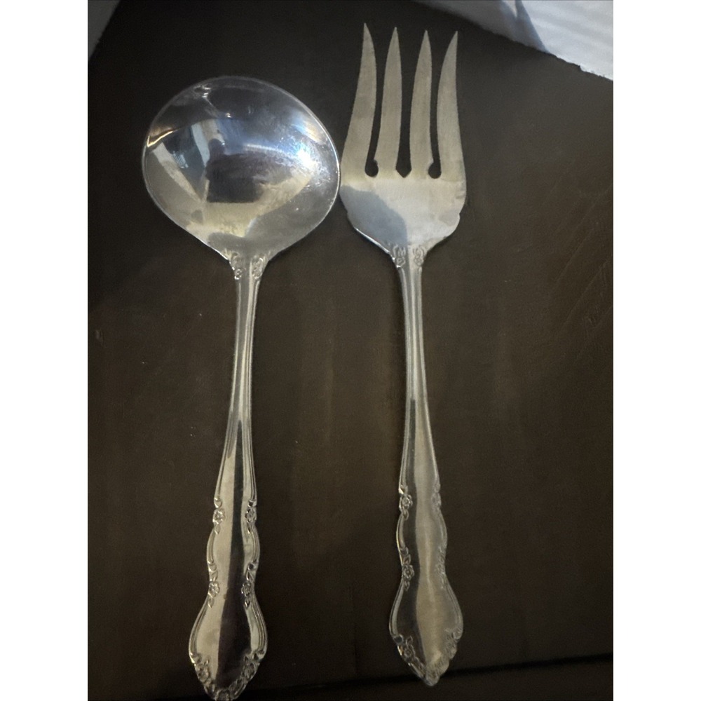 Retroneu JENNA Stainless Flatware 2 SERVING PIECES Ladle Fork